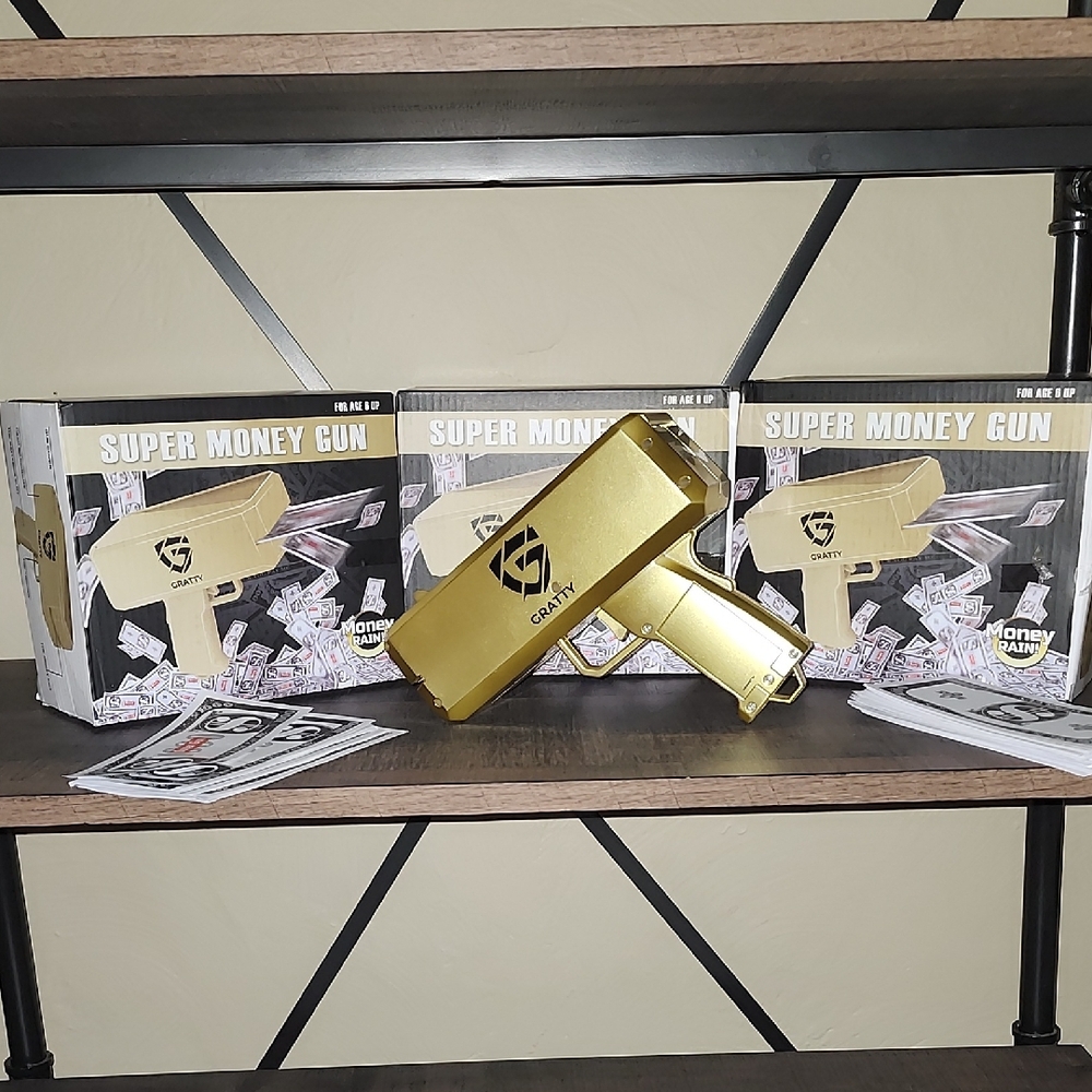 Set Of 4 Gold Super Money Gun